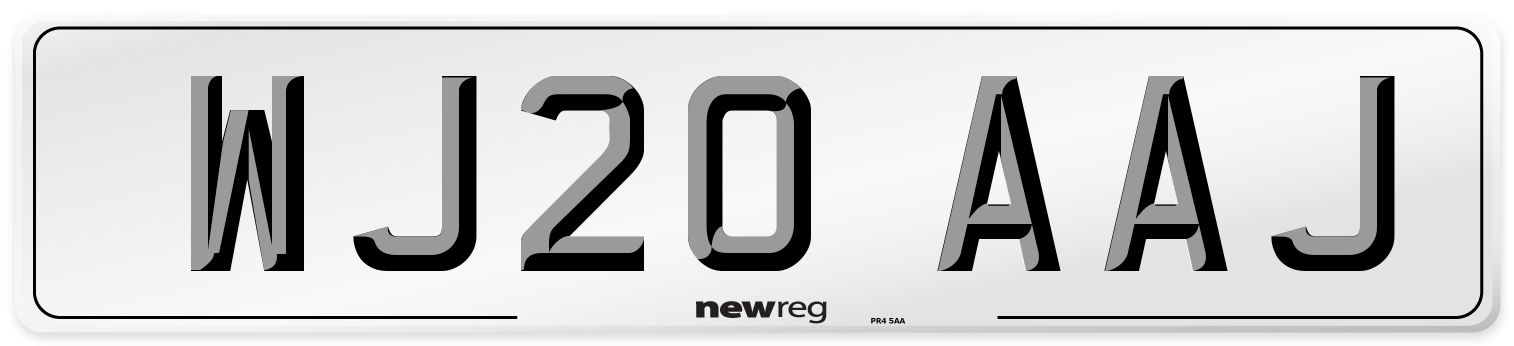 WJ20 AAJ Number Plate from New Reg